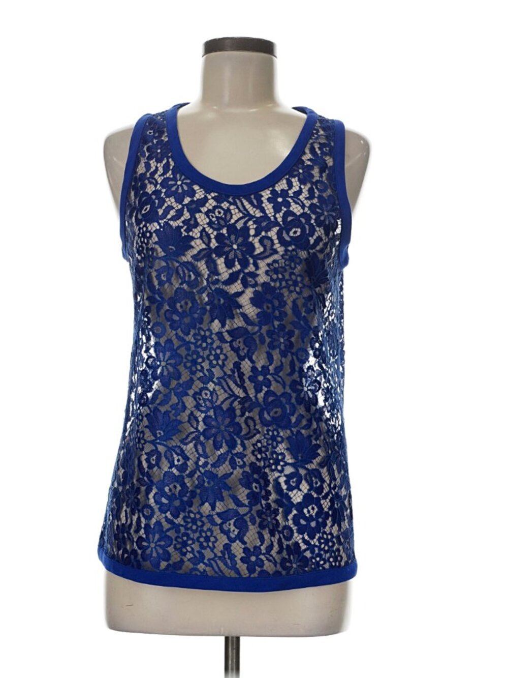 Joseph Cobalt Blue Floral Lace Tank Top Sleeveless Size US 6 EU 40 Cutout